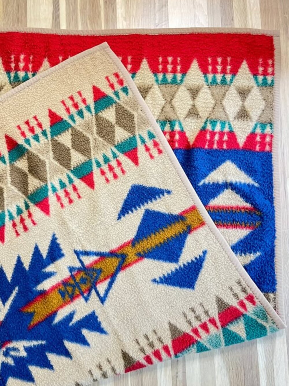 Vintage Blanket by Biederlack Reversible Geometric Made in Germany